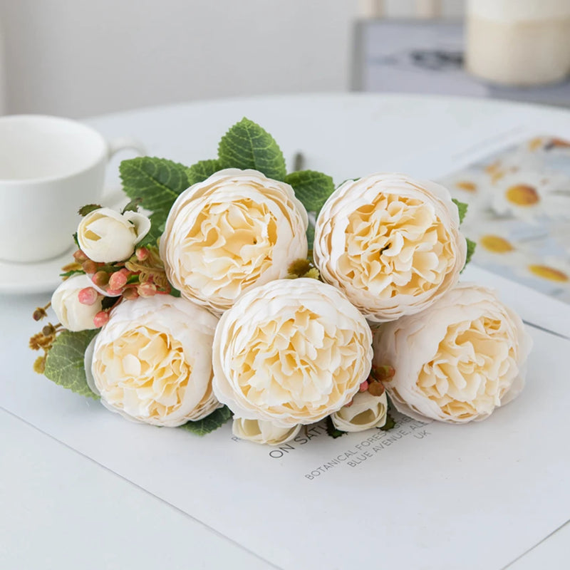 7 Silk Peony Flowers for Home Wedding Decoration