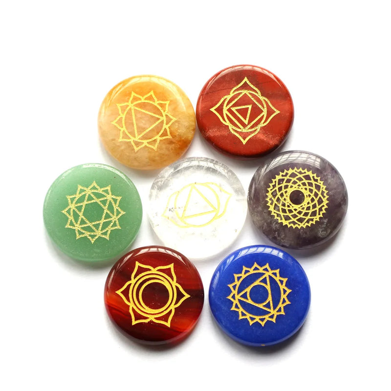 7 Chakra Stones 25MM Polished Palm Stone Reiki Crystal Healing Divination