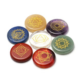 7 PCS Chakra Stones w/ Lapis Lazuli Engraved Symbols Crystal Healing