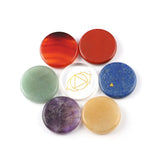 7 PCS Chakra Stones w/ Lapis Lazuli Engraved Symbols Crystal Healing