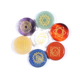 7 PCS Chakra Stones w/ Lapis Lazuli Engraved Symbols Crystal Healing
