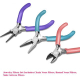 7 Pack Jewelry Making Tools Needle Nosed Round Nose Pliers Side Cutters Beading