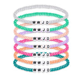 7 Pack WWJD Stretch Bracelets Summer Colors Beaded Religious Christian Jewelry