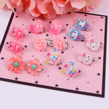 7 Pairs Kids Clip on Earrings Mix In Box Children's Baby Girl Party Jewelry
