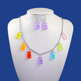 7 Pairs Cartoon Bear Girl Party Earrings & Necklace Set