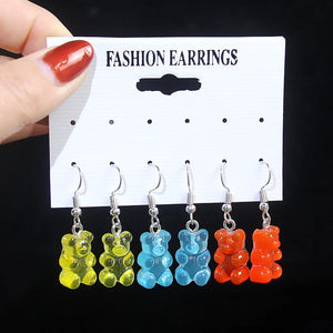 7 Pairs Cartoon Bear Girl Party Earrings & Necklace Set