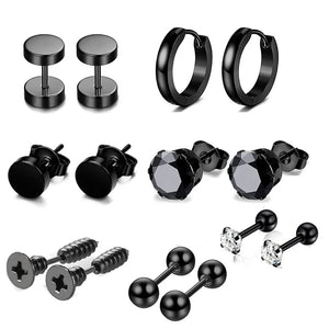 7 Pairs Surgical Steel Ear Studs Earrings Zirconia Tragus Punk Cartilage