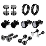 7 Pairs Surgical Steel Ear Studs Earrings Zirconia Tragus Punk Cartilage