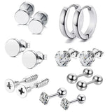 7 Pairs Surgical Steel Ear Studs Earrings Zirconia Tragus Punk Cartilage
