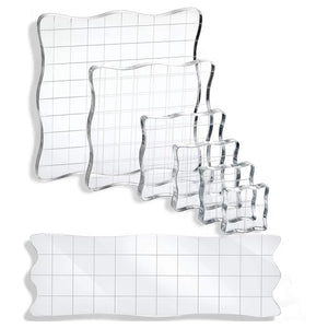 7 Pcs Assorted Sizes Acrylic Stamp Blocks Set with Grid Lines