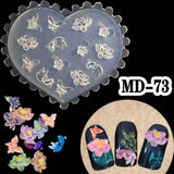 7 Pcs Small Flower 3D Acrylic Nail Mold Retro Nail Decorations Nail Carving Mold