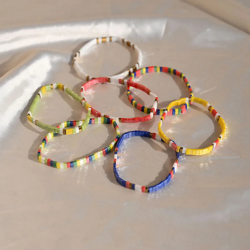 Colorful Tila Beads Bracelet for Women Glass Charm Pulseras Femme Jewelry