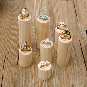 7 Pieces Natural Wooden Ring Jewelry Display Stand Organizer