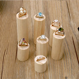 7 Pieces Natural Wooden Ring Jewelry Display Stand Organizer