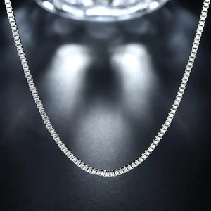 925 Sterling Silver 1mm/2mm Box Chain Necklace 40/45/50/55/60 cm