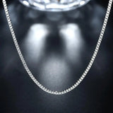 925 Sterling Silver 1mm/2mm Box Chain Necklace 40/45/50/55/60 cm