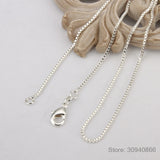 925 Sterling Silver 1mm/2mm Box Chain Necklace 40/45/50/55/60 cm