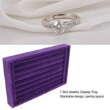 7 Slots Jewelry Earring Ring Storage Tray Soft Velvet Stackable