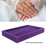 7 Slots Jewelry Earring Ring Storage Tray Soft Velvet Stackable