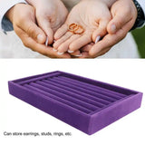 7 Slots Jewelry Earring Ring Storage Tray Soft Velvet Stackable