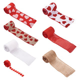 Red Sweet Heart Polyester Ribbon Jute Burlap Love Ribbon