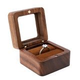 Portable Retro Brown Wood Ring Box Jewelry Organizer Earrings Wooden Box