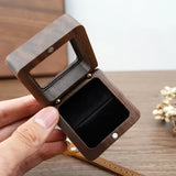 Portable Retro Brown Wood Ring Box Jewelry Organizer Earrings Wooden Box