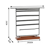 7 Tier Metal Jewelry Holder Stand with Wooden Tray