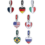 Heart Flag Enamel Charm Beads 925 Silver Jewelry Sign Beads