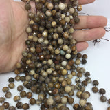 7X7mm Petrified Wood Powder Faceted Semi-Precious Stone Loose Beads