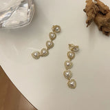 Retro Heart Pearl Clip Earrings for Women No Piercing Ears