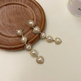 Retro Heart Pearl Clip Earrings for Women No Piercing Ears