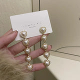 Retro Heart Pearl Clip Earrings for Women No Piercing Ears
