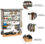 80-Hole Jewelry Display Stand with Wood Base