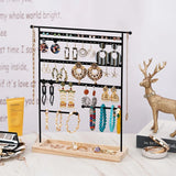 80-Hole Jewelry Display Stand with Wood Base