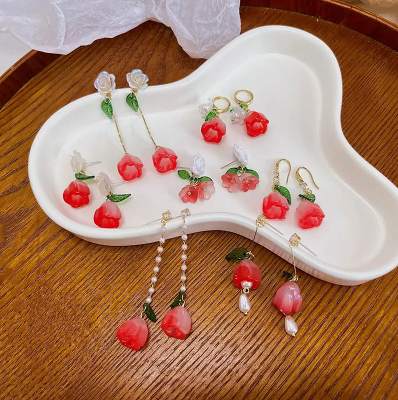 7 Pairs Pink Earrings Ear Clip for Lady Party Gift