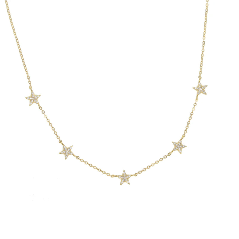 Star CZ Charm Vermeil Filled 925 Silver Necklace