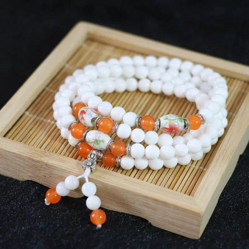 Natural Tridacna Multilayer Bracelet 6mm 108 Round Beads Women Long Jewelry
