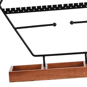 70 Holes Jewelry Organizer Earring Holder with Wooden Tray