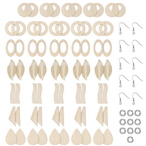 70 Pcs Wooden Earring Blanks Hooks DIY Jewelry Crafts