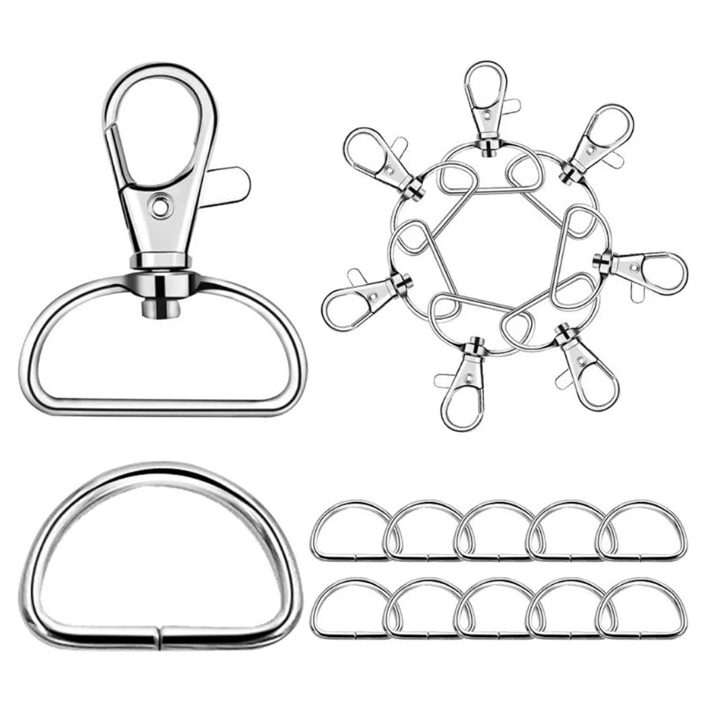 70 Swivel Clasps Lobster D Rings Snap Hooks for Keychain DIY