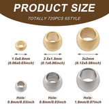 700Pcs 1.5-3mm Stainless Steel Spacer Beads Rondelle with 24K Plating