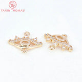 6PCS 17x13.5MM 24K Brass Eye Charms Pendants