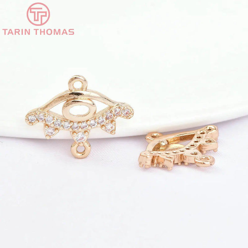 6PCS 17x13.5MM 24K Brass Eye Charms Pendants