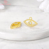 6PCS 9x14MM 24K Brass Zircon Eye Charm Pendants for Jewelry Making