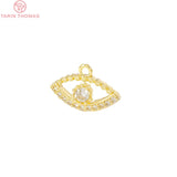 6PCS 9x14MM 24K Brass Zircon Eye Charm Pendants for Jewelry Making
