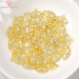 6PCS 9x14MM 24K Brass Zircon Eye Charm Pendants for Jewelry Making