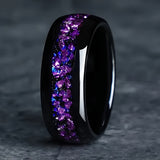 Purple Starry Sky Floral Ring with Cubic Zirconia Inlay