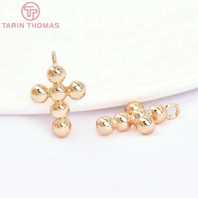 6PCS 9x14.5MM Brass Cross Charms Pendants 24K DIY Jewelry Making Findings