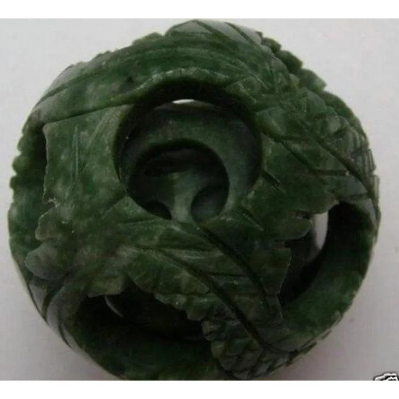 Chinese Jade Flower Puzzle Ball 50mm Stand